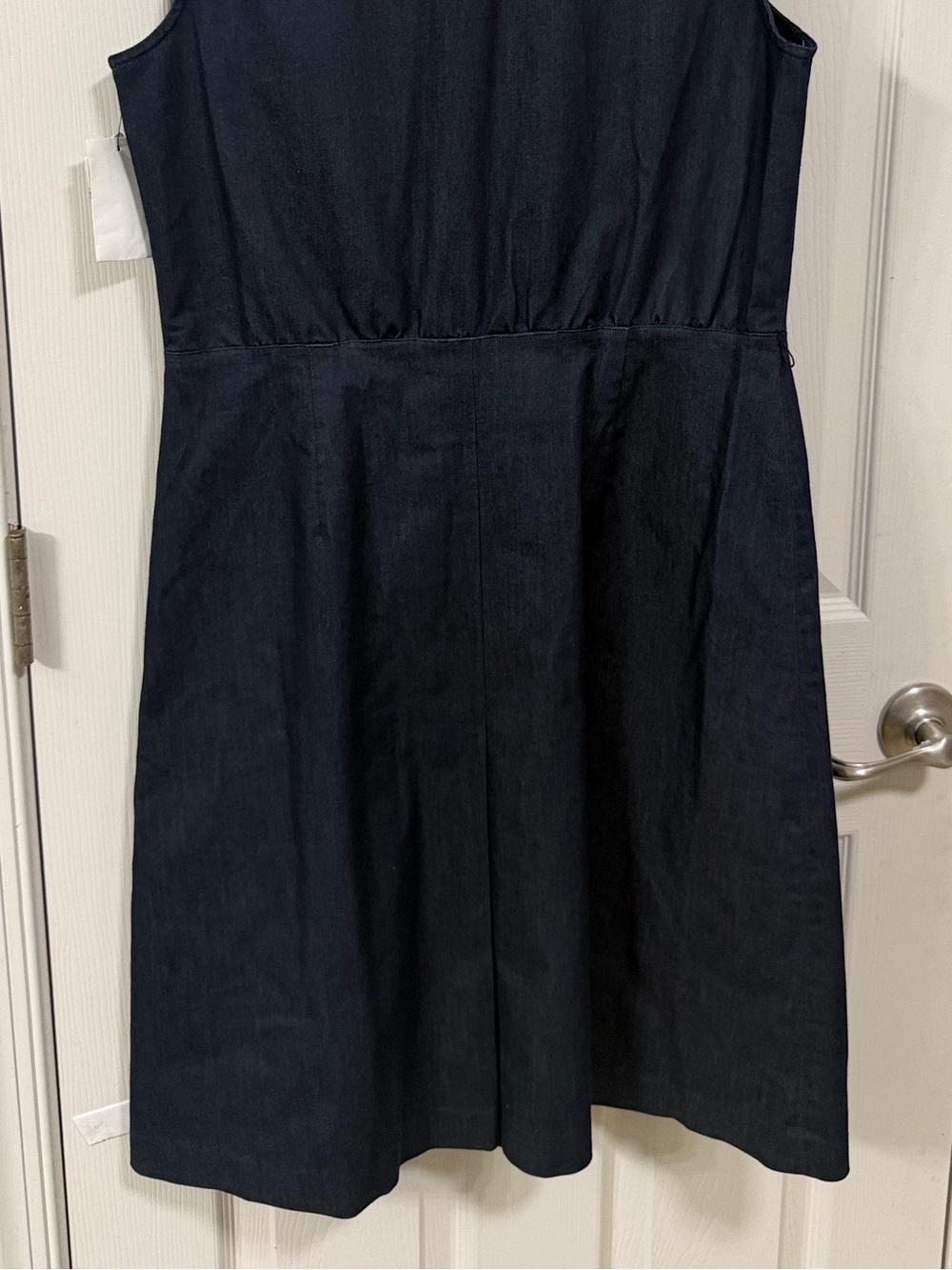 Sleeveless Denim Blue Dress Front Pleated Office Wear Career Cocktail - Picture 16 of 16